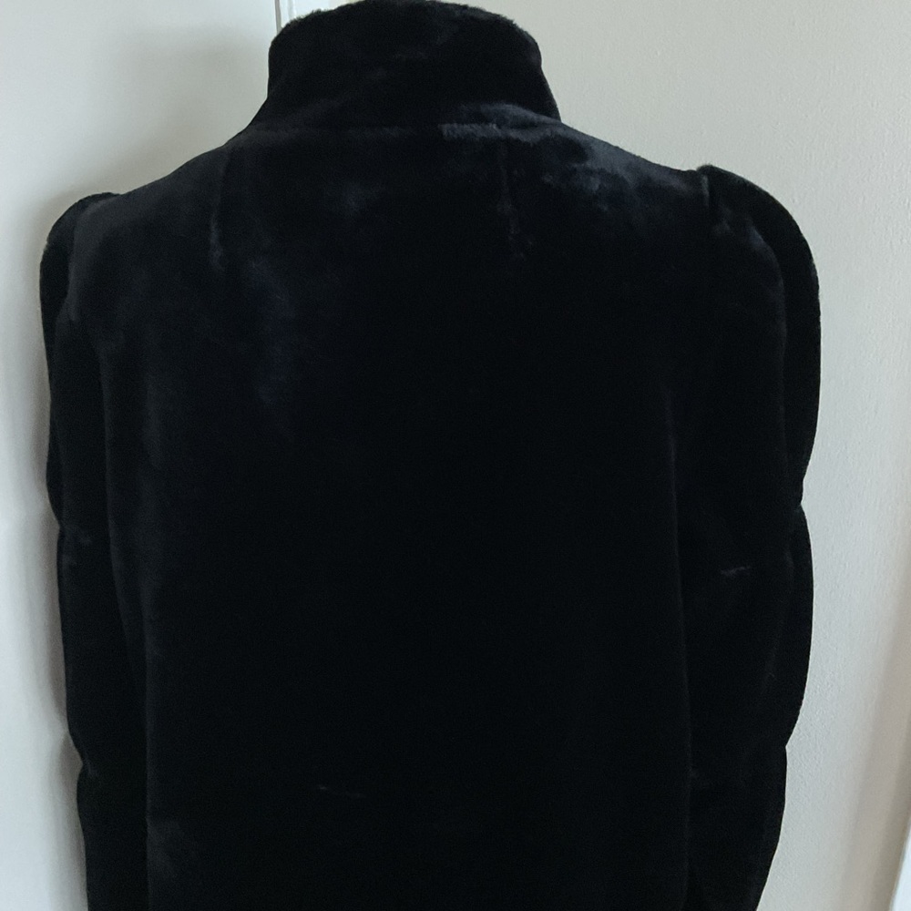 Vintage Borgessa Casper Black Faux Fur Plush Mid-Length Coat Jacket M/L Luxury - Picture 7 of 7